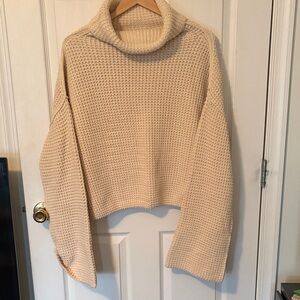 Free People Cream Cowl Neck Sweater